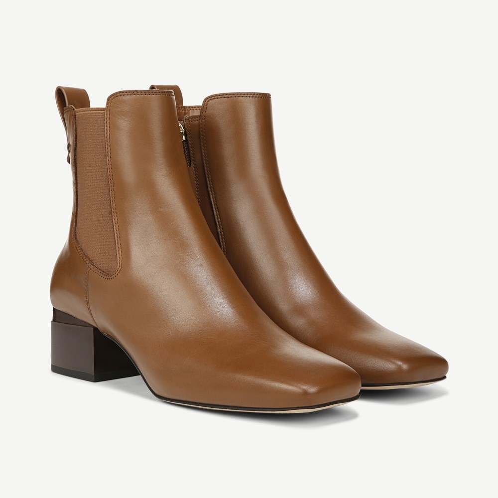 Franco Waxton Bootie Elegant Brown Leather Ankle Boots size 8.5